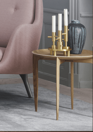 Foldable Tray Table, Oiled Oak 45cm Dia