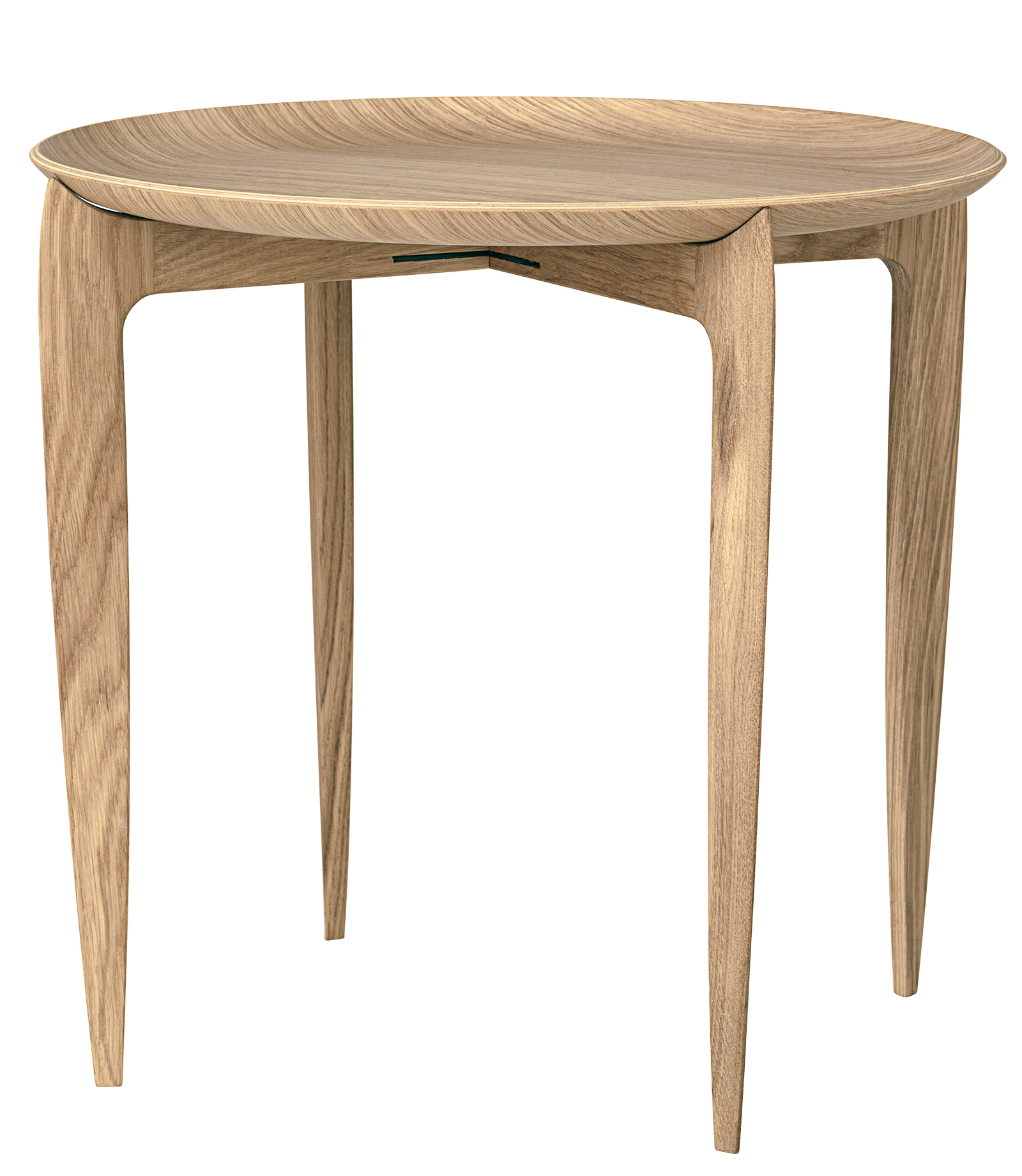 Foldable Tray Table, Oiled Oak 45cm Dia