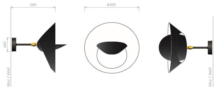 Petite Saturne Black Wall Mounted