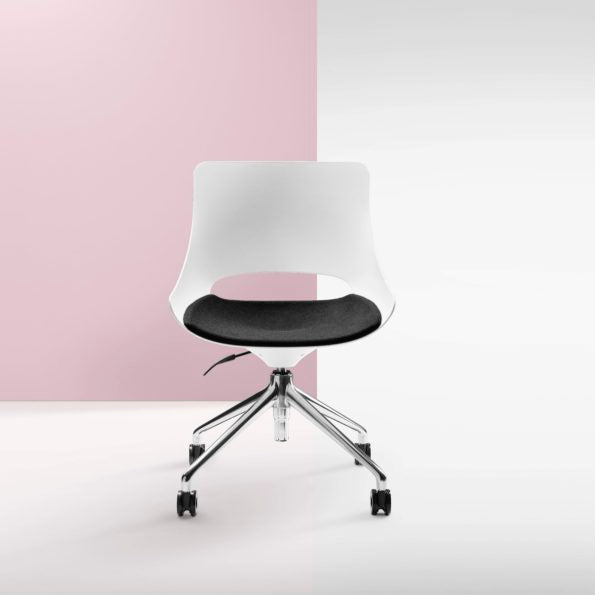 Touch Chair-White Shell Black Seat Pad