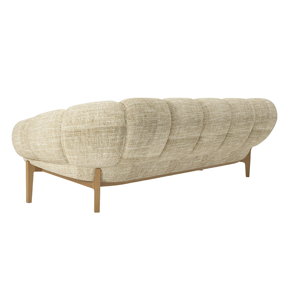 Croissant Sofa - 3 Seater, Fabric, Oak