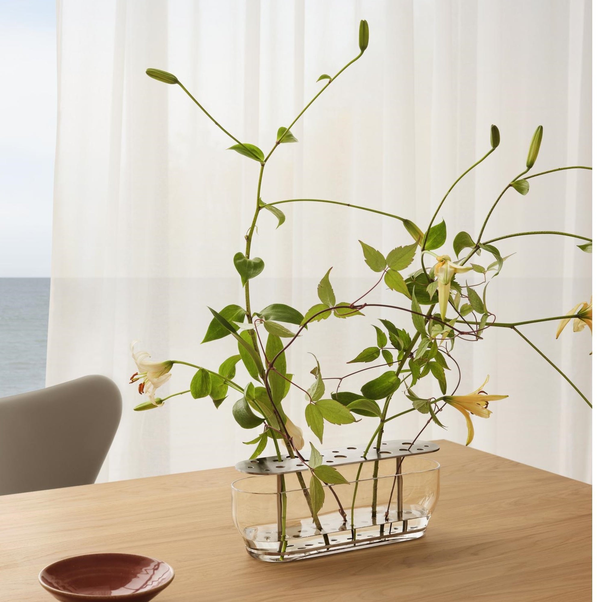 Ikebana Vase - Long w/ Stainless Steel