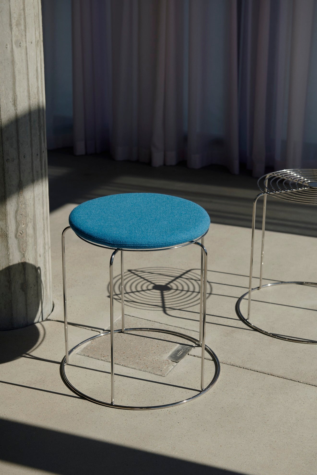Wire Stool VP11, Seat Pad Ø: 36cm