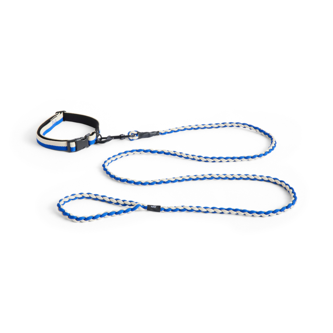 Dogs Leash, Braided - Blue, Off-White