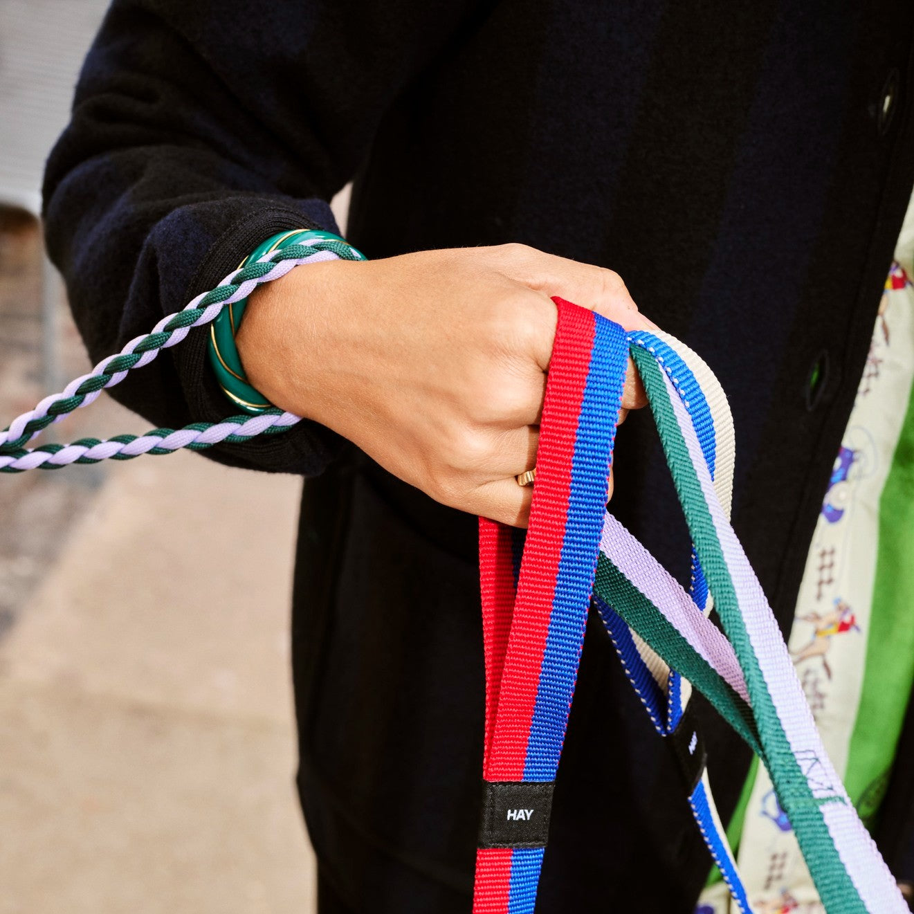 Dogs Leash, Braided - Lavender, Green