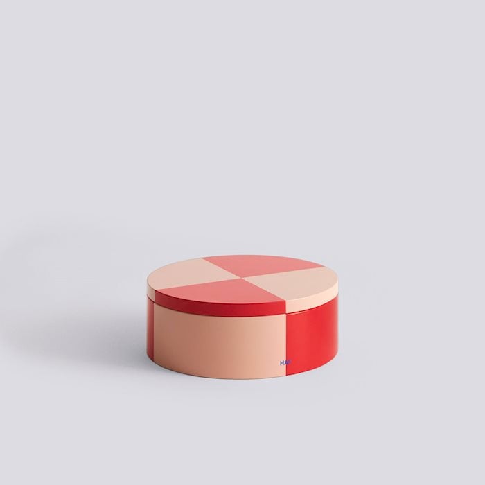 Tin Container - Round - Red & Soft Pink