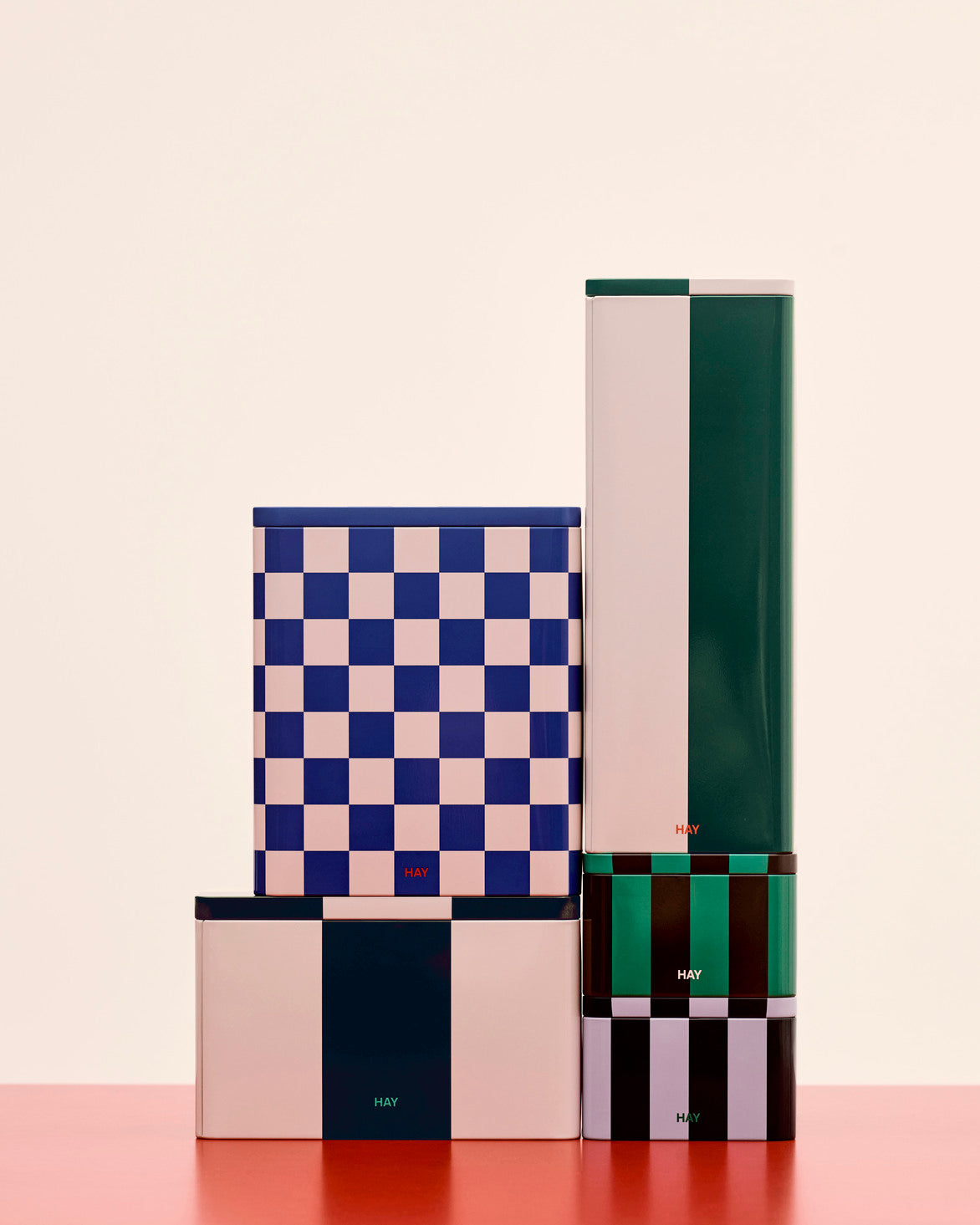 Tin Container - Slim - Green & Off-White