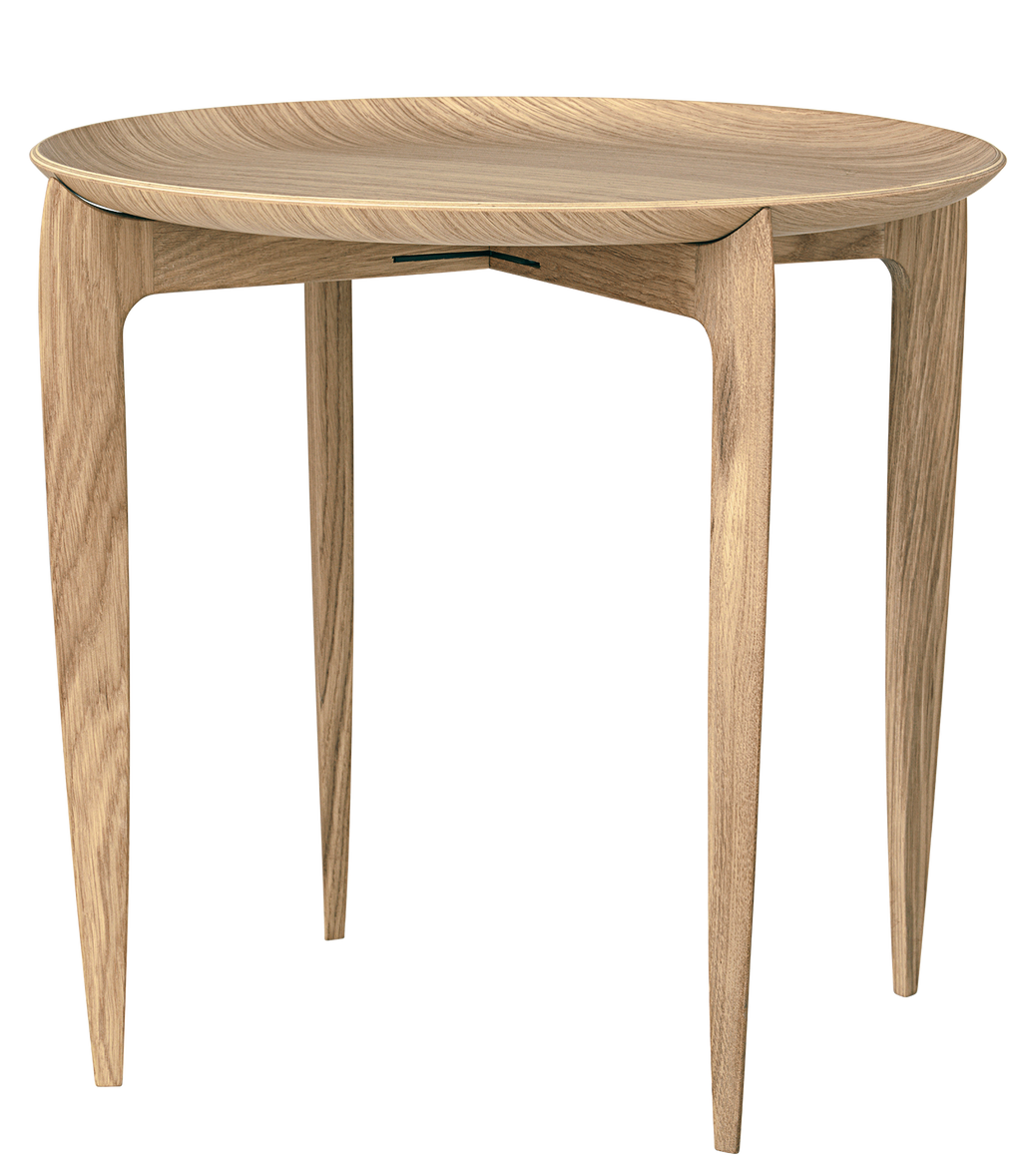 Foldable Tray Table, Oiled Oak 45cm Dia