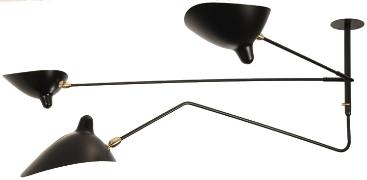 Ceiling Lamp 2 Still Arms & 1 Curved Rot