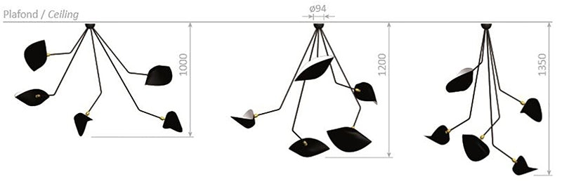 Ceiling Lamp Spider 5 Still Angled Arms