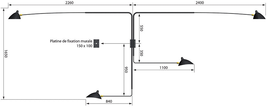 Applique 4 Bras Pivotants