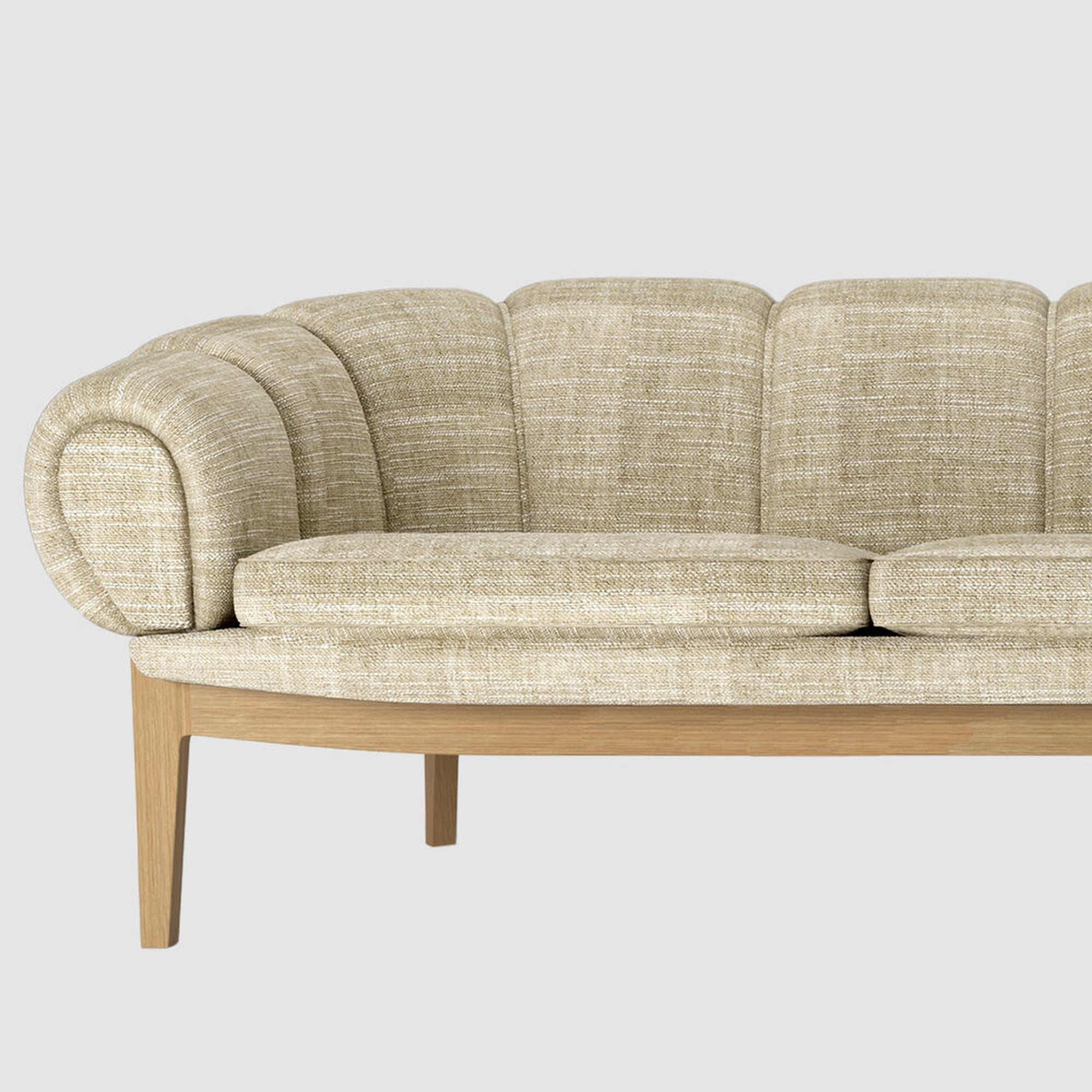Croissant Sofa - 3 Seater, Fabric, Oak