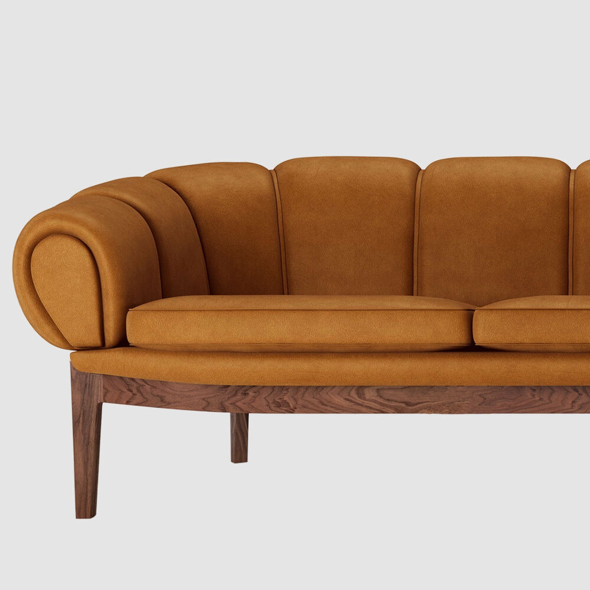 Croissant Sofa - 3 Seater, Fabric, Oak