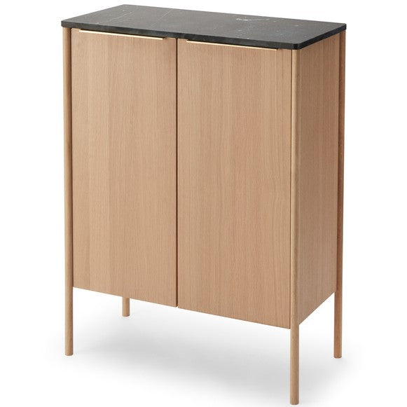 Jut High Cabinet Marble / Black