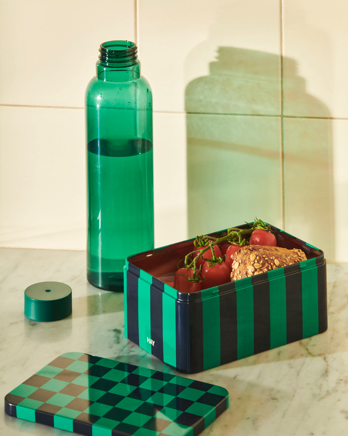 Tin Container - S - Green & Dark Blue