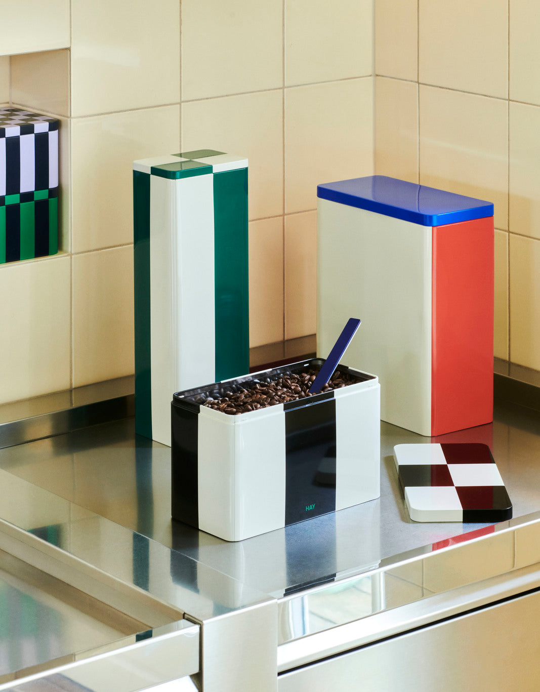 Tin Container - Slim - Green & Off-White