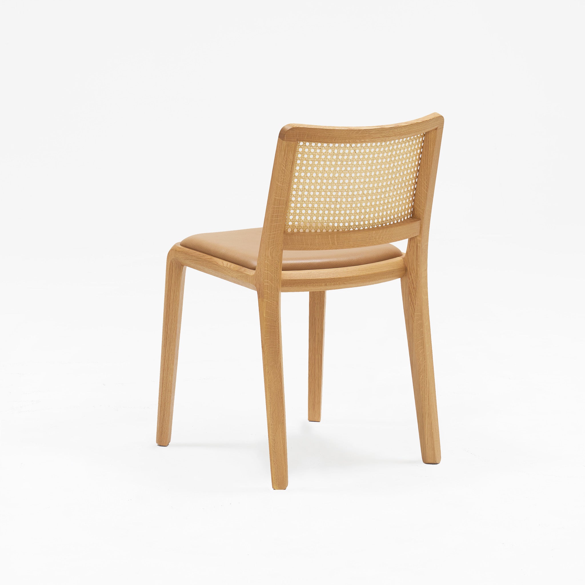 Boardwalk Chair Oak with Rattan Back & Upholstered Seat