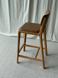 Boardwalk Stool with Backrest Oak with Upholstered Seat & Back