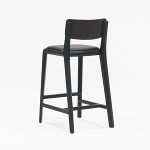 Boardwalk Stool with Backrest Black Oak with Upholstered Seat & Back